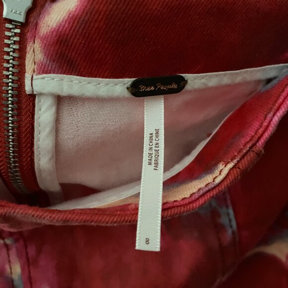 Free People Modern Femme Denim Mini Skirt Flamingo Flame Size 8 - Picture 6 of 6